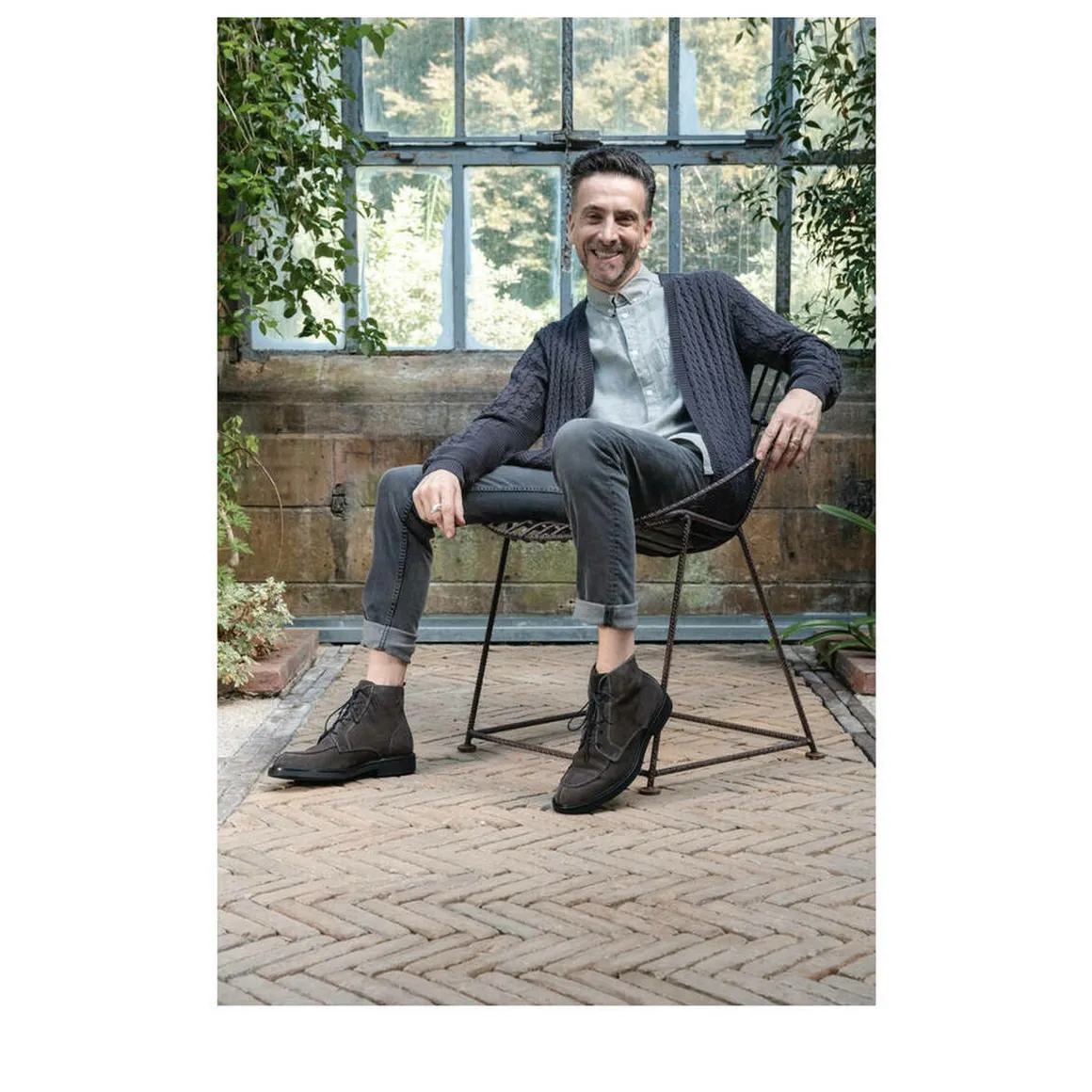 Enkellaarzen GRIJS DENIM SIDE LEER