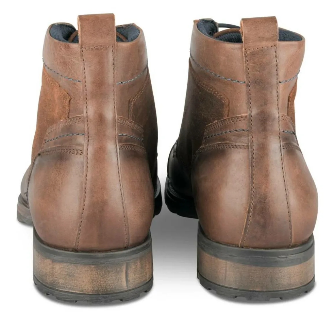 Enkellaarzen KASTANJEBRUIN DENIM SIDE LEER