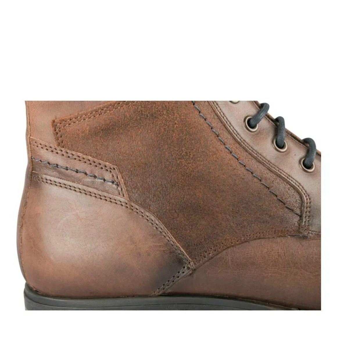 Enkellaarzen KASTANJEBRUIN DENIM SIDE LEER