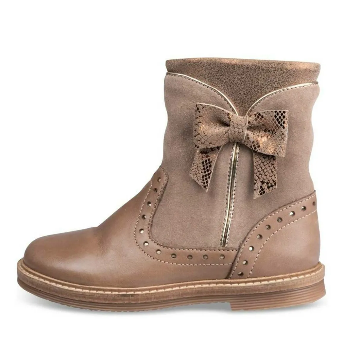 Enkellaarzen TAUPE NINI & GIRLS LEER