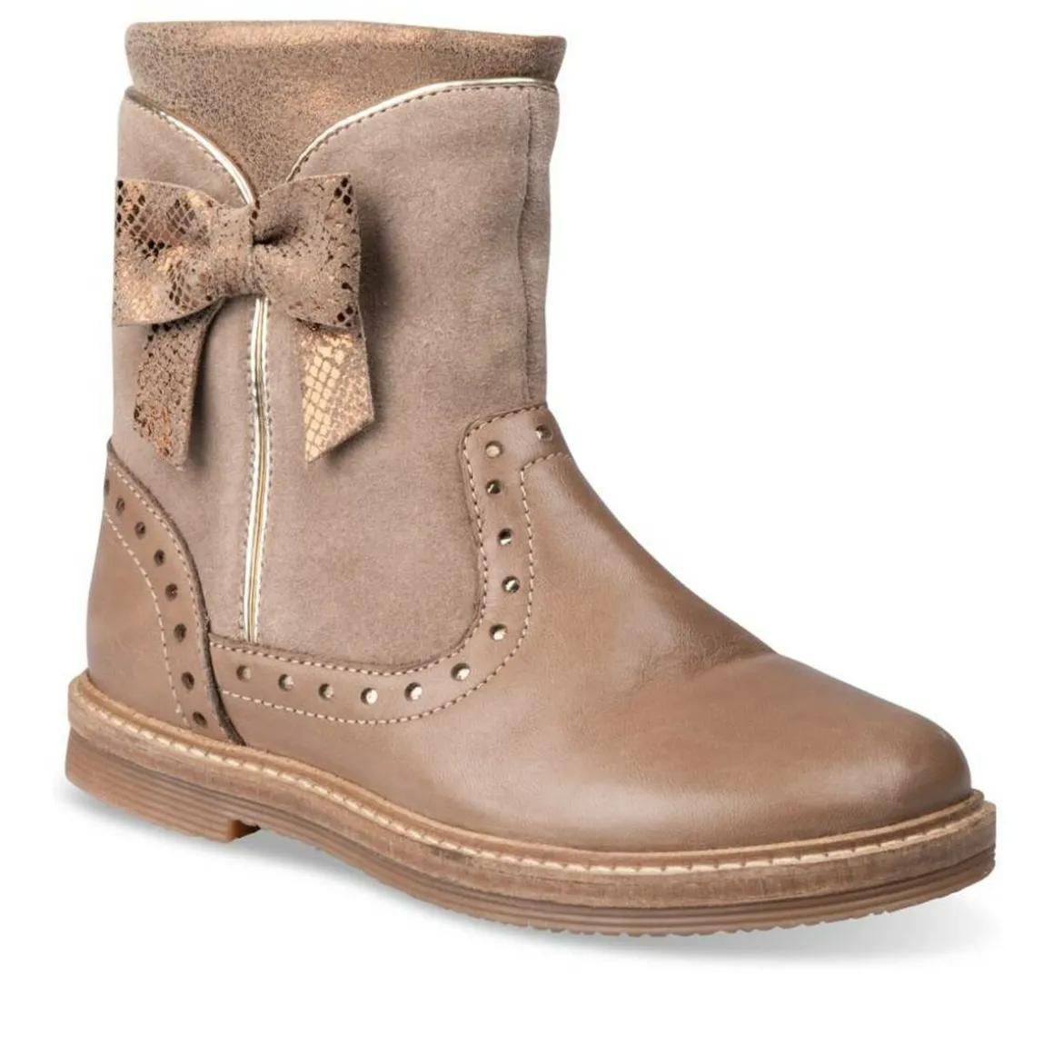 Enkellaarzen TAUPE NINI & GIRLS LEER