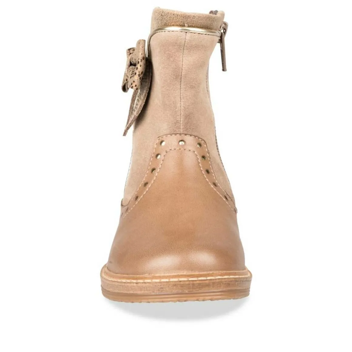 Enkellaarzen TAUPE NINI & GIRLS LEER