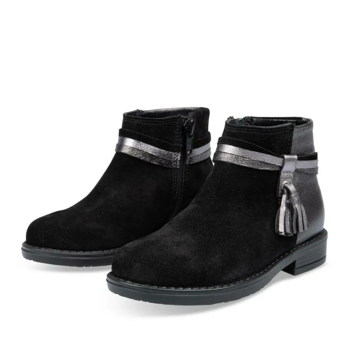 Enkellaarzen ZWART NINI & GIRLS LEER