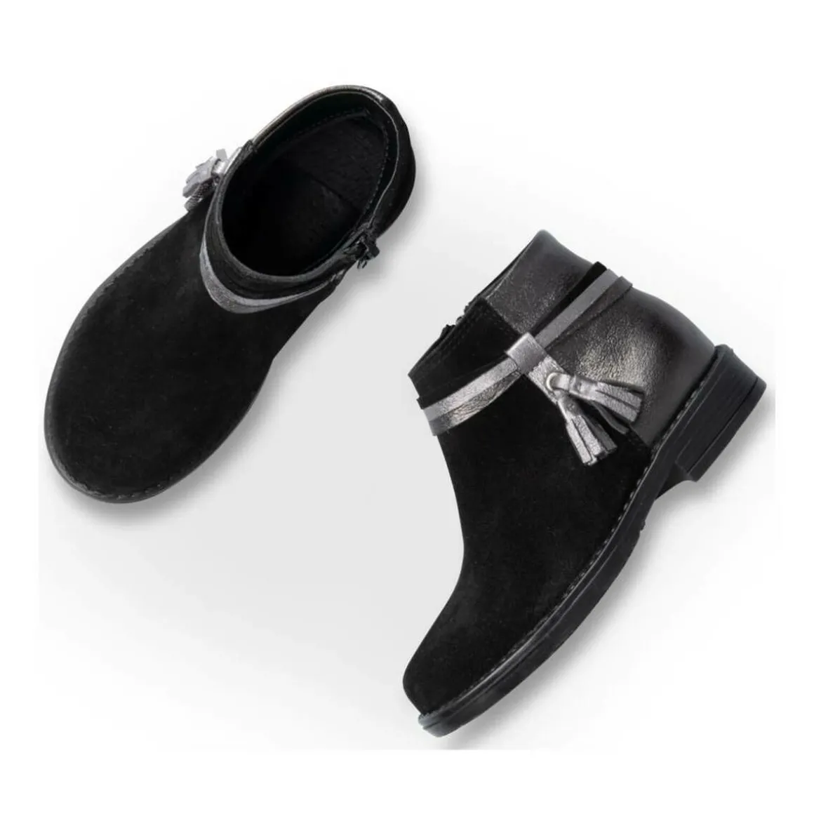 Enkellaarzen ZWART NINI & GIRLS LEER