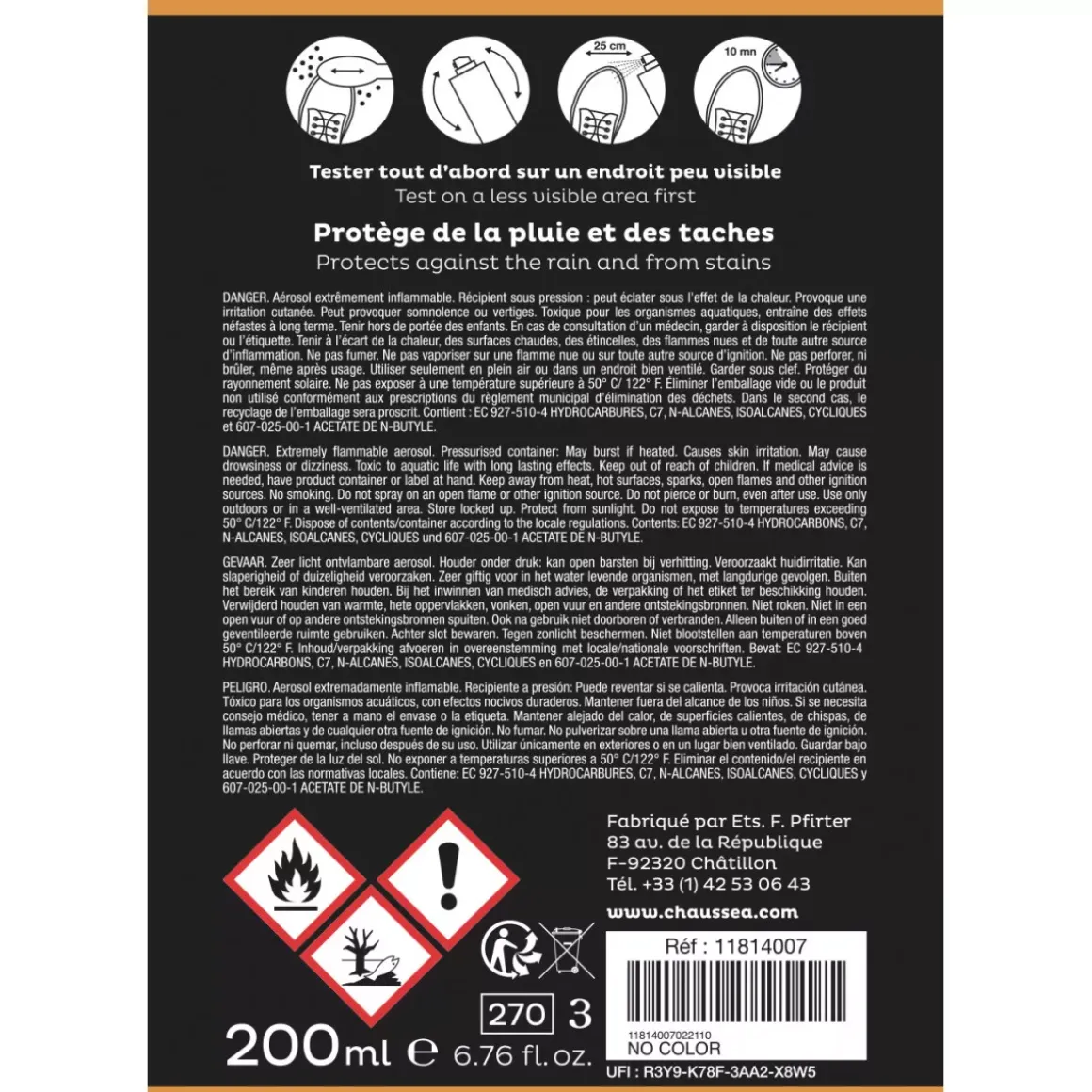 Kleurloze waterdichtmakende spray 200 ml CHAUSSEA