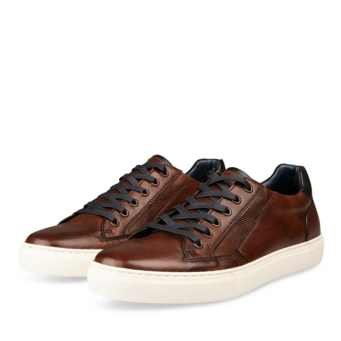 Sneakers KASTANJEBRUIN DENIM SIDE LEER
