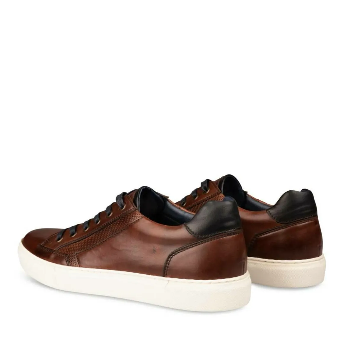 Sneakers KASTANJEBRUIN DENIM SIDE LEER