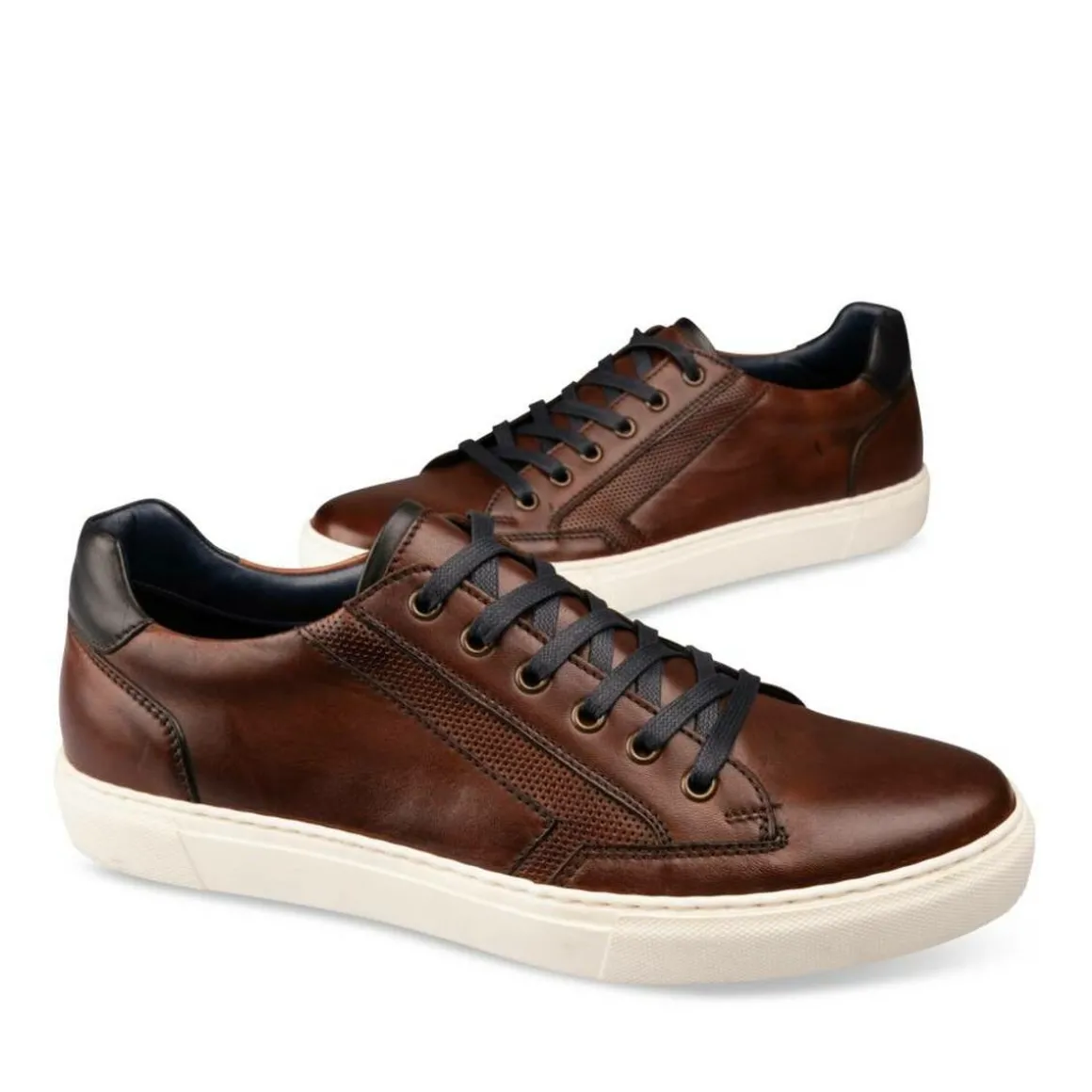 Sneakers KASTANJEBRUIN DENIM SIDE LEER