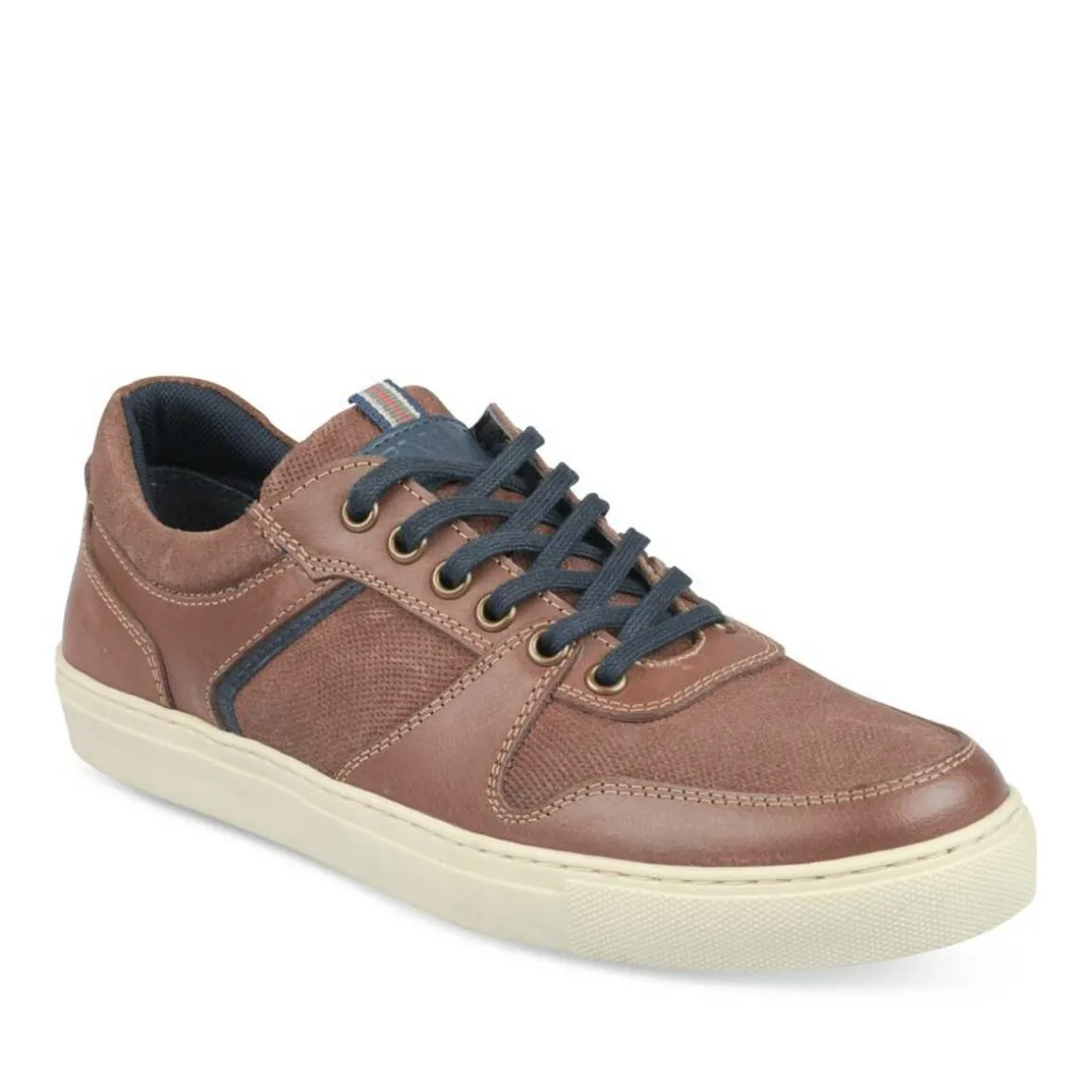 Sneakers KASTANJEBRUIN DENIM SIDE LEER