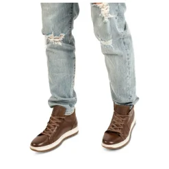 Sneakers KASTANJEBRUIN DENIM SIDE LEER