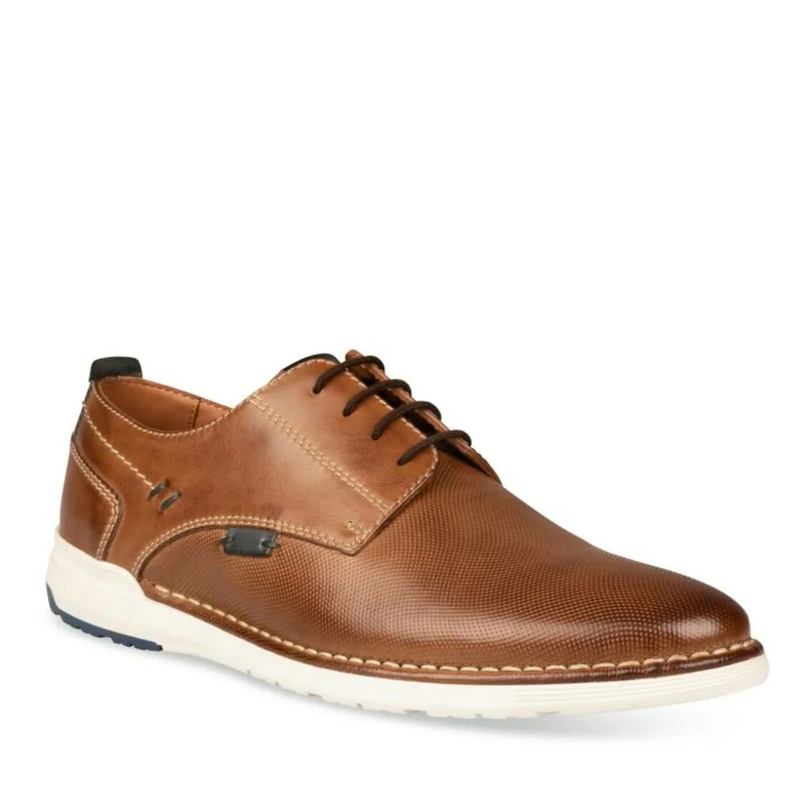 Veterschoenen COGNACKLEUR DENIM SIDE LEER