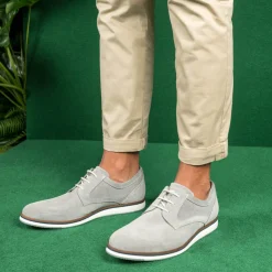 Veterschoenen GRIJS DENIM SIDE LEER