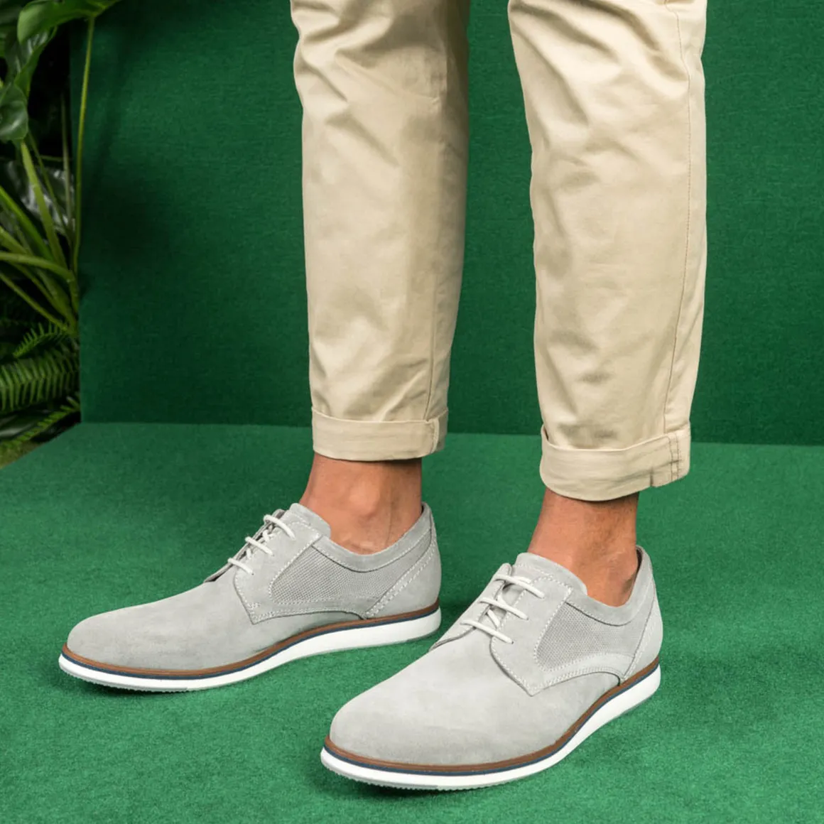 Veterschoenen GRIJS DENIM SIDE LEER