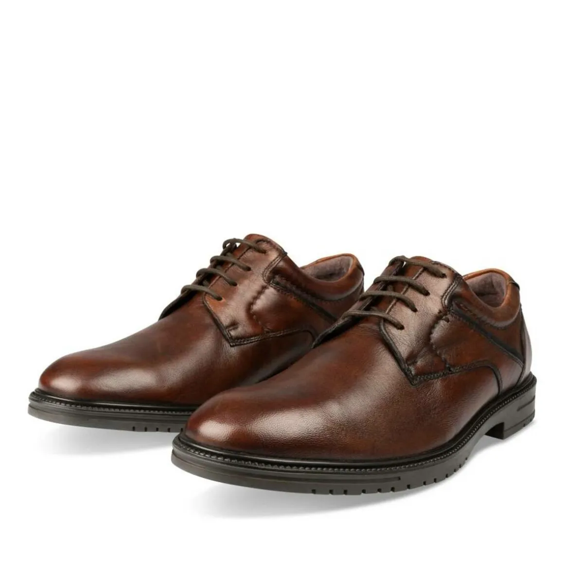 Veterschoenen KASTANJEBRUIN DENIM SIDE LEER