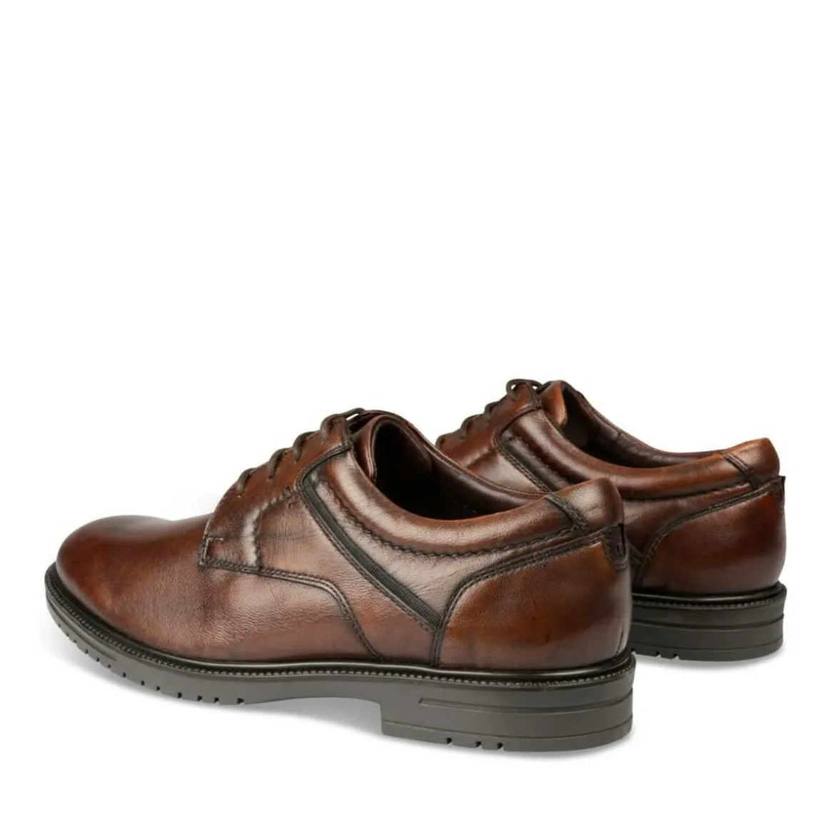 Veterschoenen KASTANJEBRUIN DENIM SIDE LEER