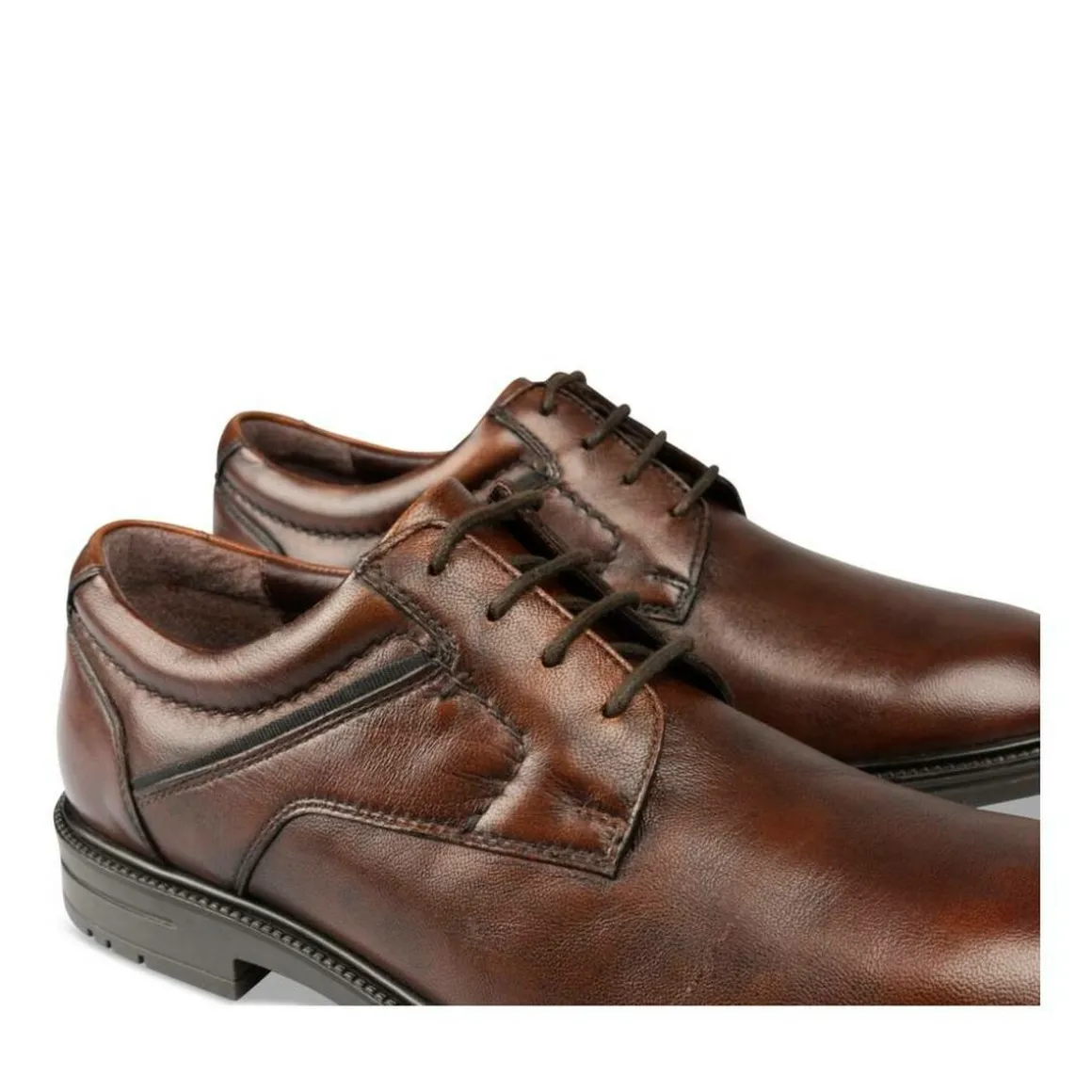 Veterschoenen KASTANJEBRUIN DENIM SIDE LEER
