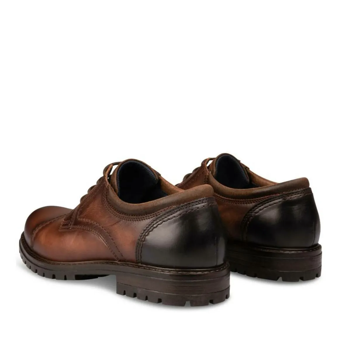 Veterschoenen KASTANJEBRUIN DENIM SIDE LEER