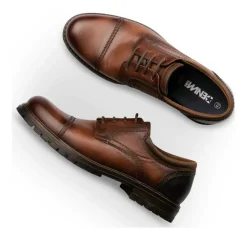 Veterschoenen KASTANJEBRUIN DENIM SIDE LEER