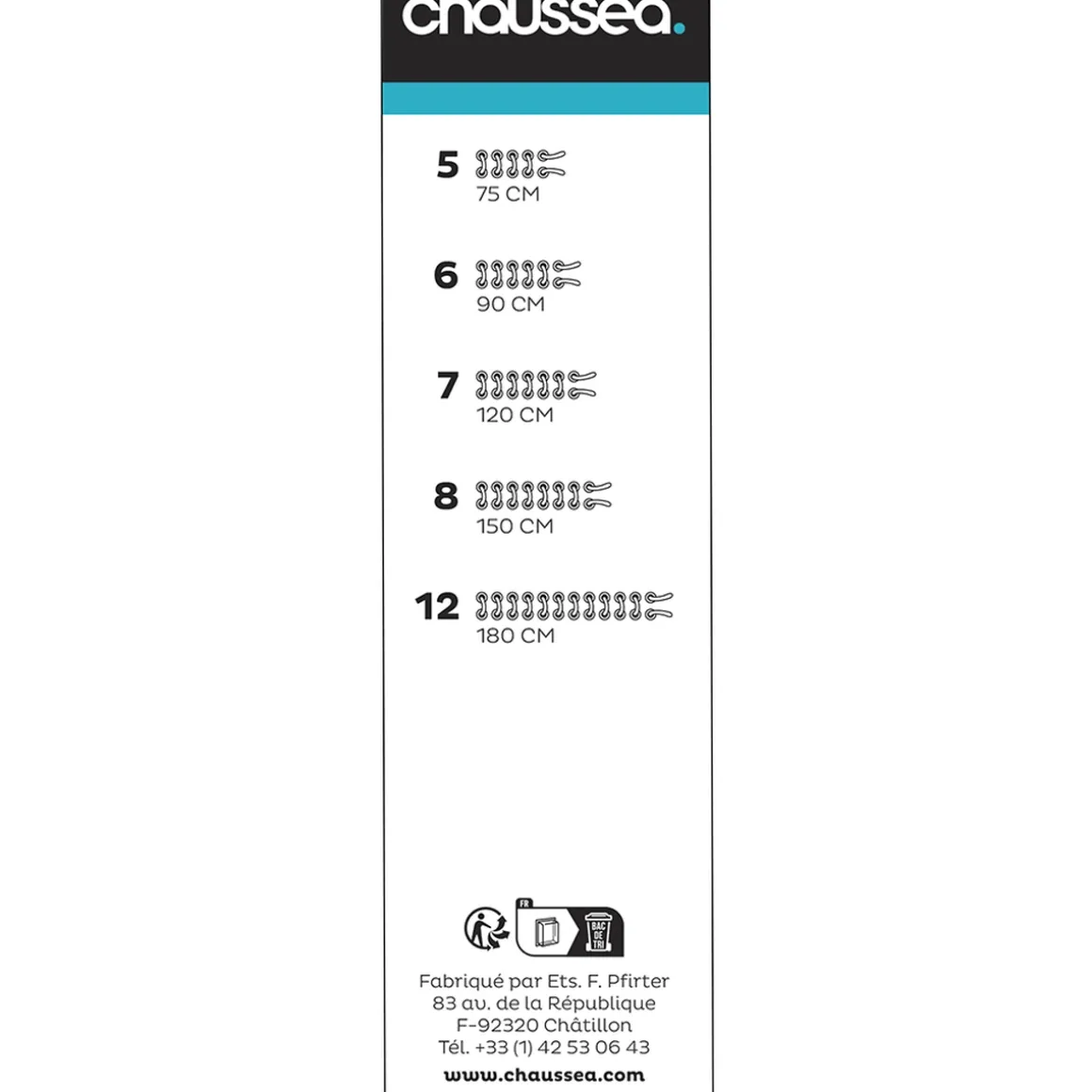 Vetersnoer 90 cm zwart CHAUSSEA