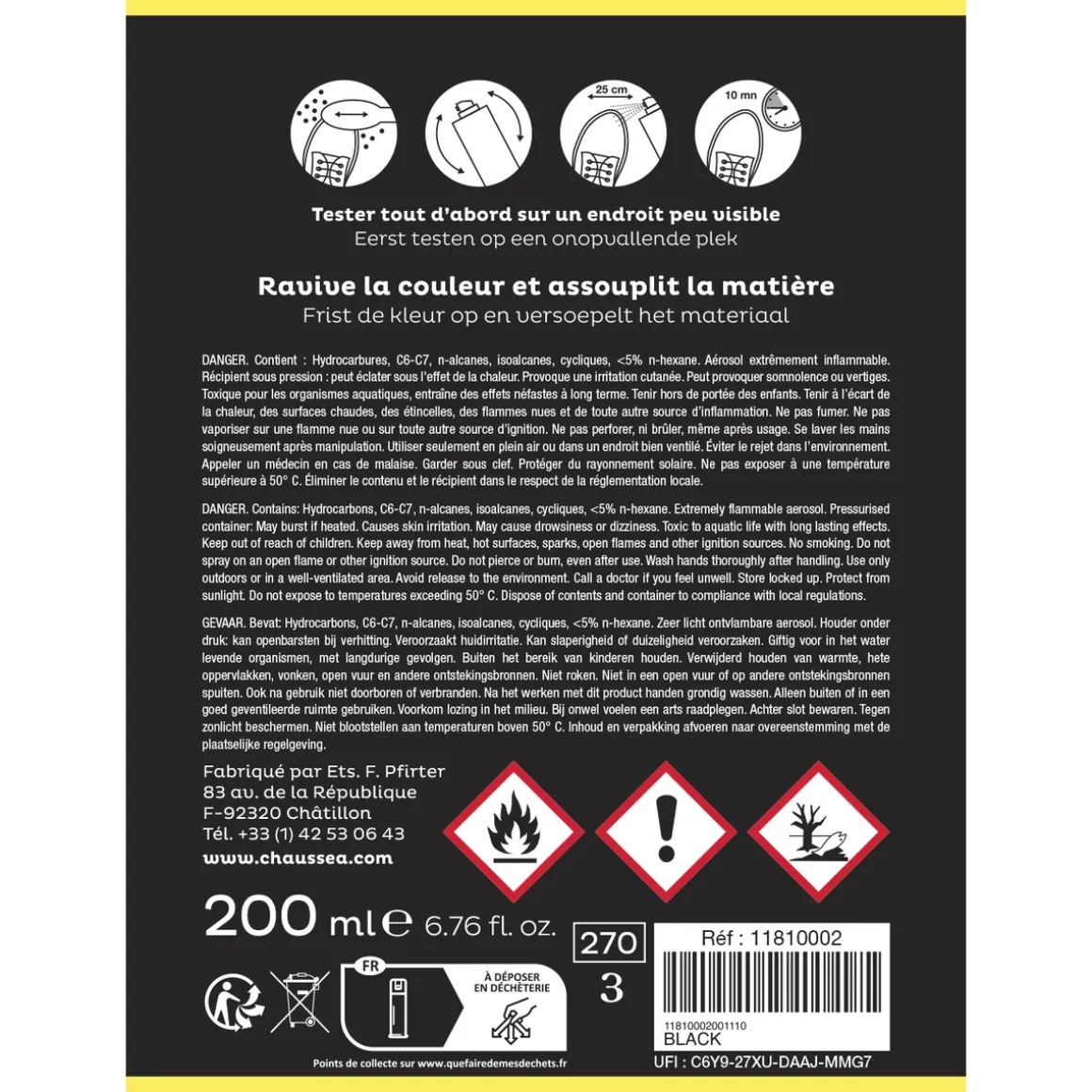 Zwart suede renovatie spray CHAUSSEA