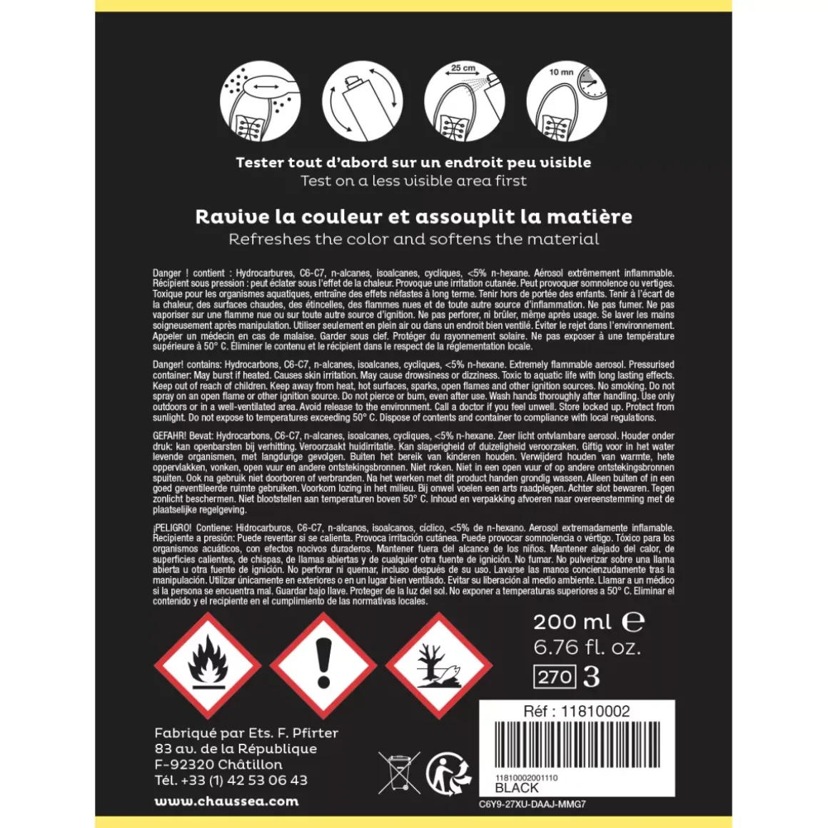 Zwart suede renovatie spray CHAUSSEA